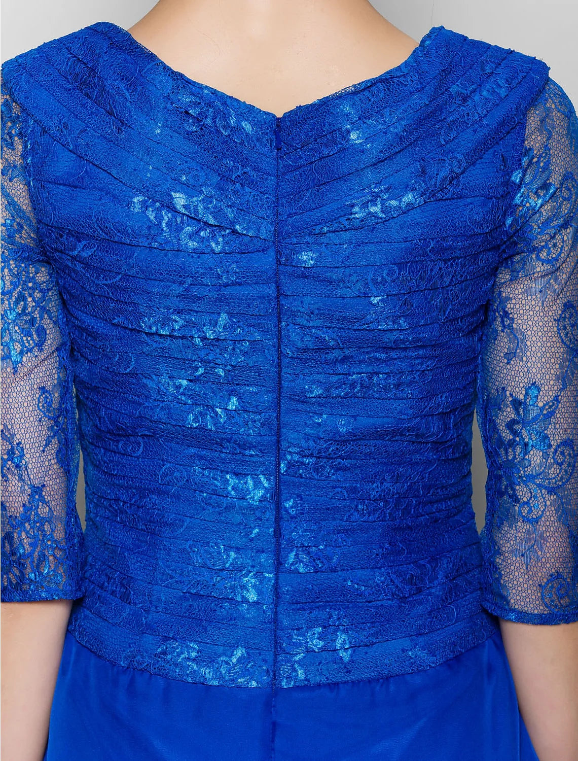 DingjiA-Line Mother of the Bride Dress Plus Size Elegant V Neck Tea Length Chiffon Lace Half Sleeve No with Lace Criss Cross Ruched