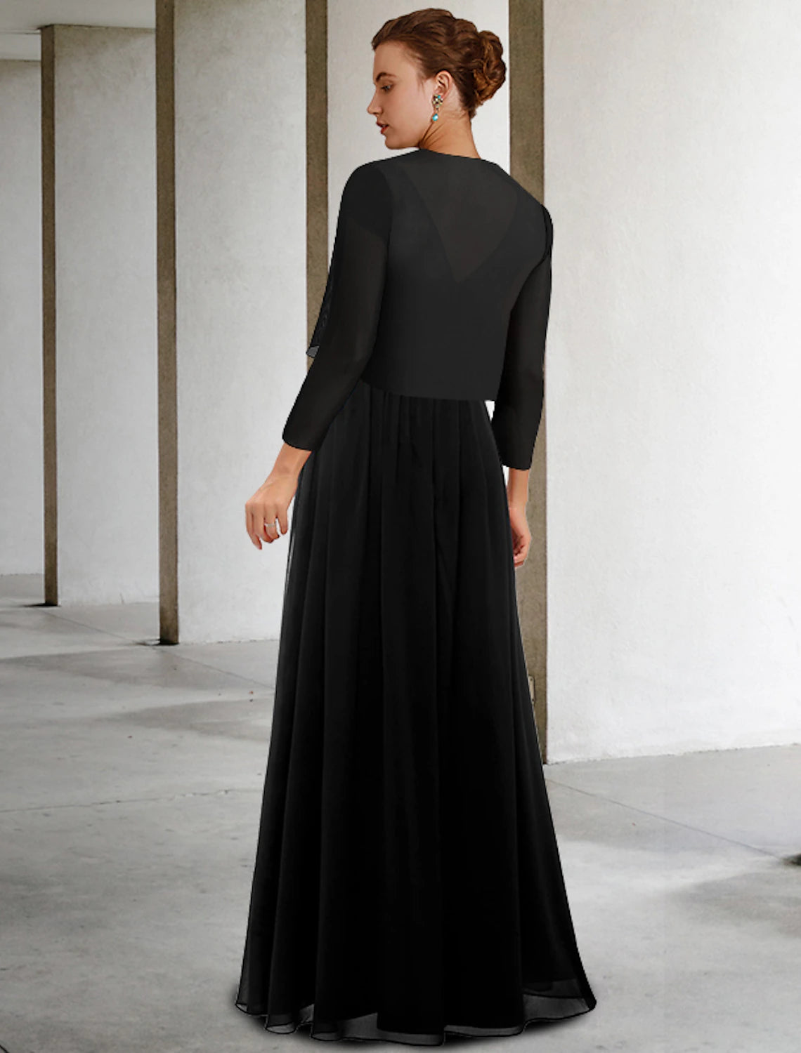 Two Piece A-Line Mother of the Bride Dress Plus Size Elegant V Neck Floor Length Chiffon Lace Sleeveless Wrap Included with Sash / Ribbon Pleats Applique