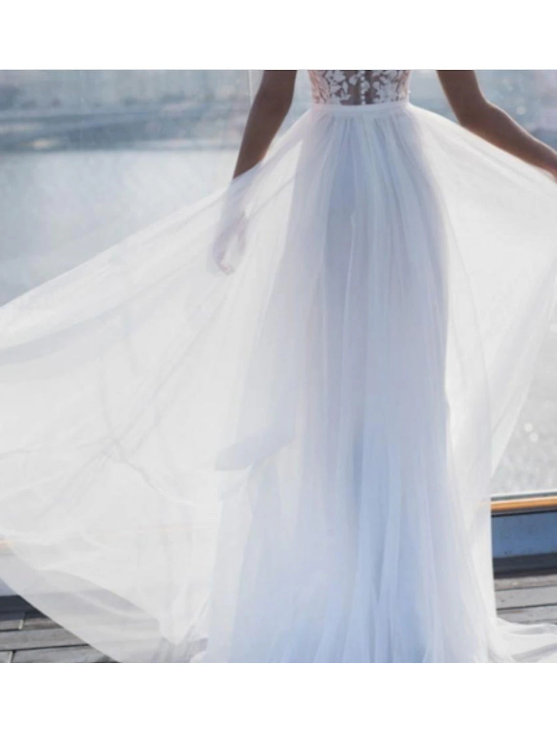 Beach Sexy Wedding Dresses A-Line Off Shoulder Sleeveless Sweep / Brush Train Chiffon Bridal Gowns With Split Front
