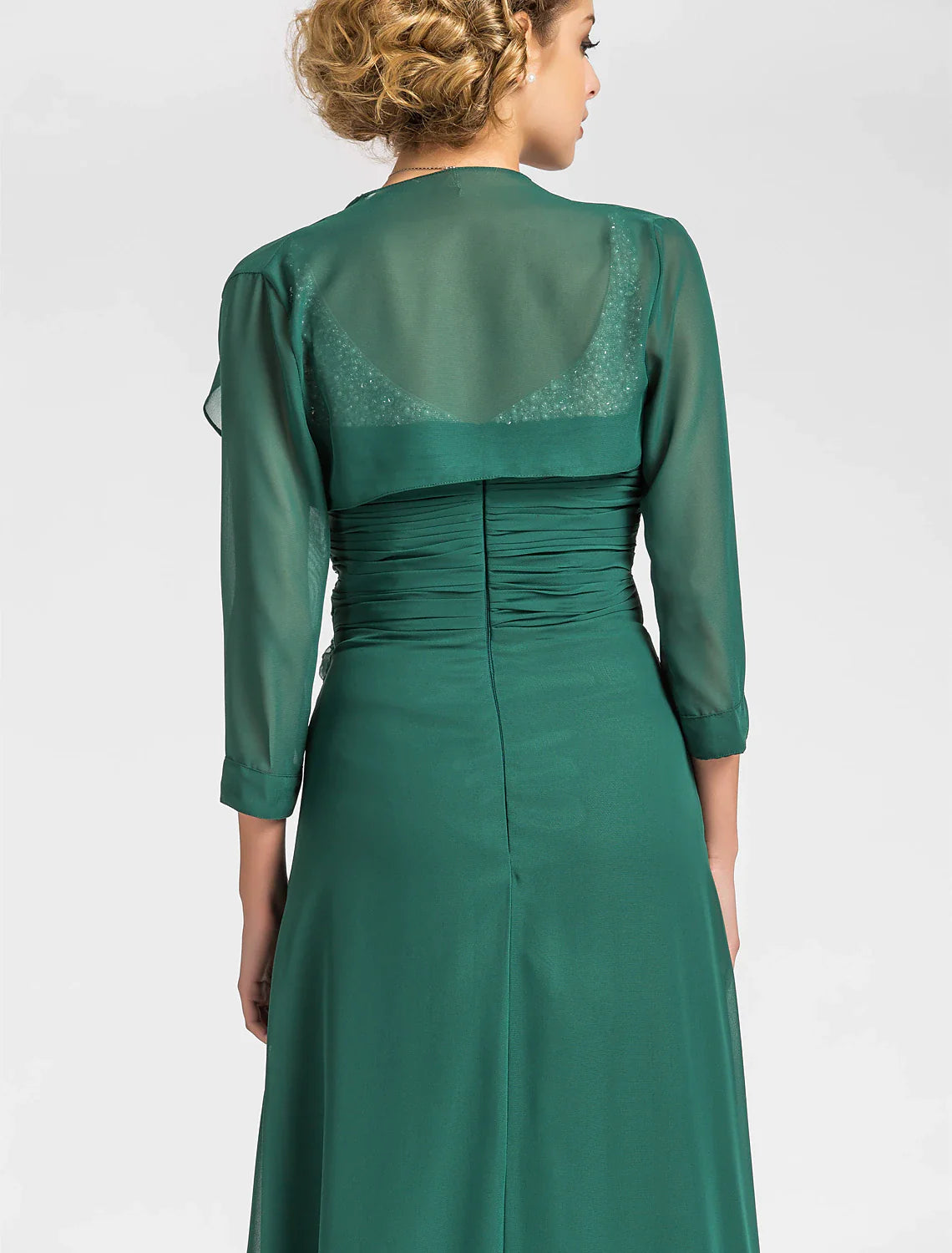 Sheath / Column Mother of the Bride Dress V Neck Floor Length Chiffon Sleeveless with Criss Cross Beading Draping