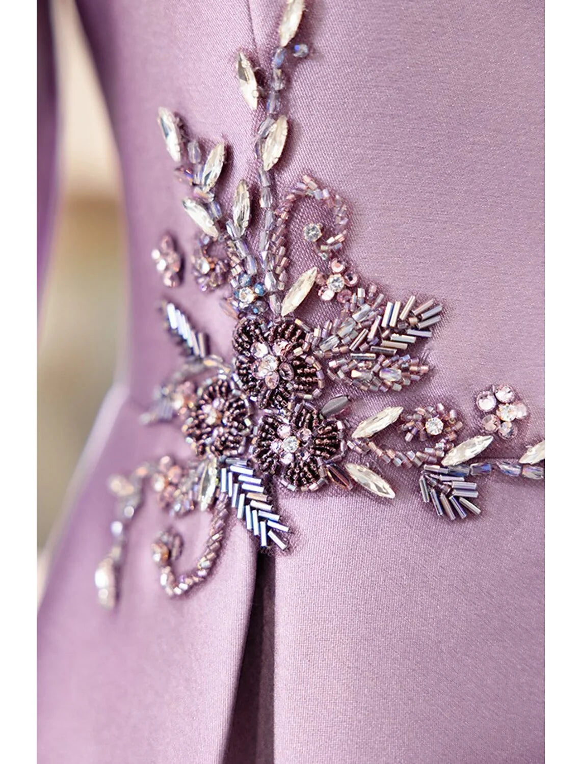 DingjiTwo Piece Cocktail Dresses Elegant Dress Wedding Party Tea Length Long Sleeve V Neck Satin with Appliques