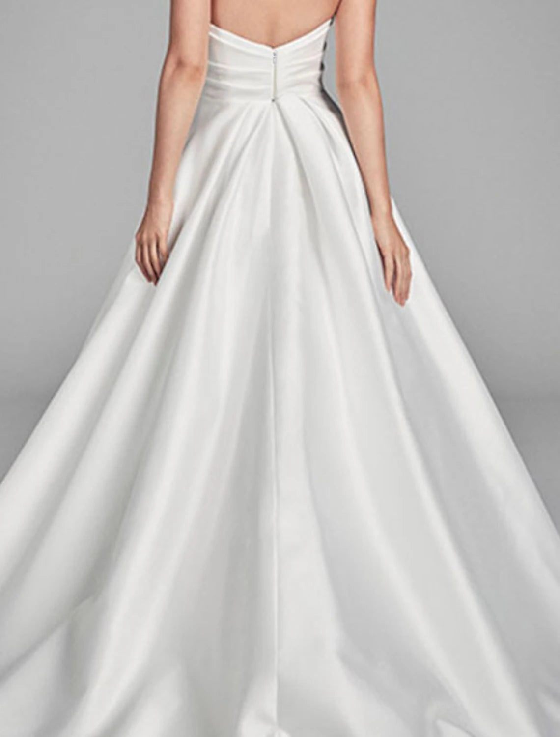 Engagement Casual Wedding Dresses A-Line Sweetheart Strapless Sweep / Brush Train Satin Bridal Gowns With Ruched