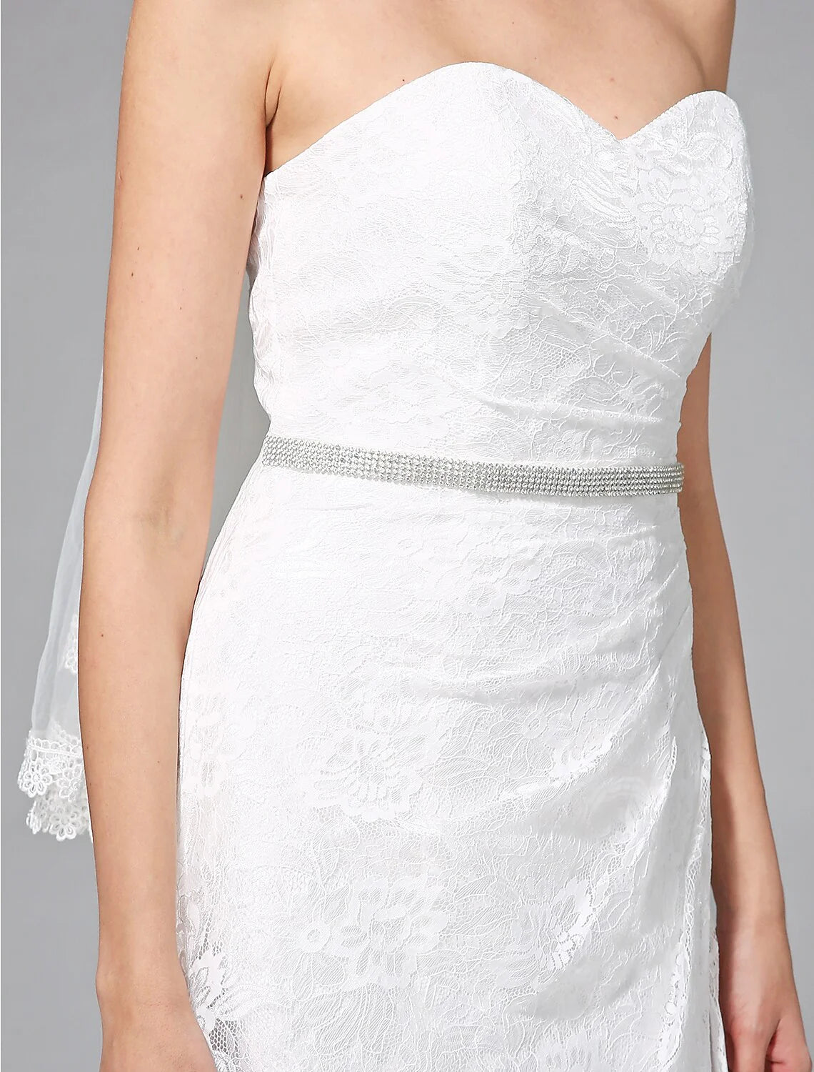 DingjiWedding Dresses A-Line Sweetheart Sleeveless Sweep / Brush Train Lace Bridal Gowns With Sash / Ribbon Side-Draped