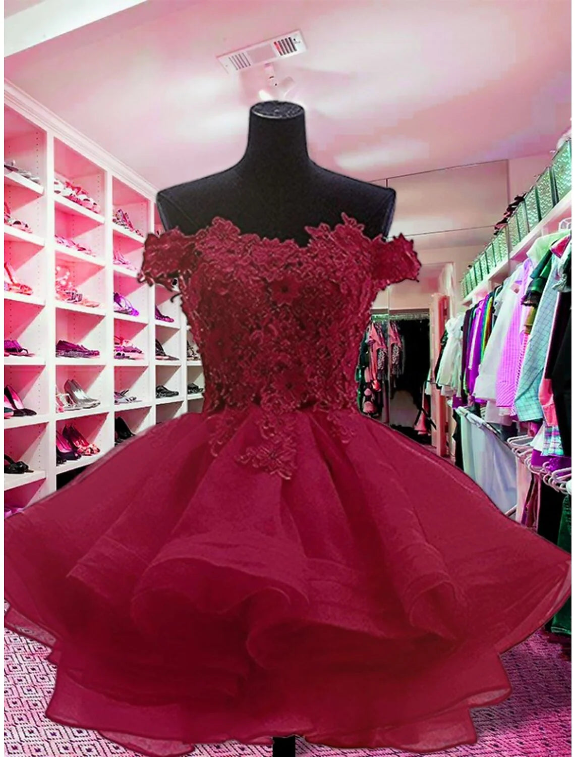 Ball Gown Homecoming Dresses Floral Dress Christmas Short / Mini Sleeveless Strapless Organza with Buttons Appliques