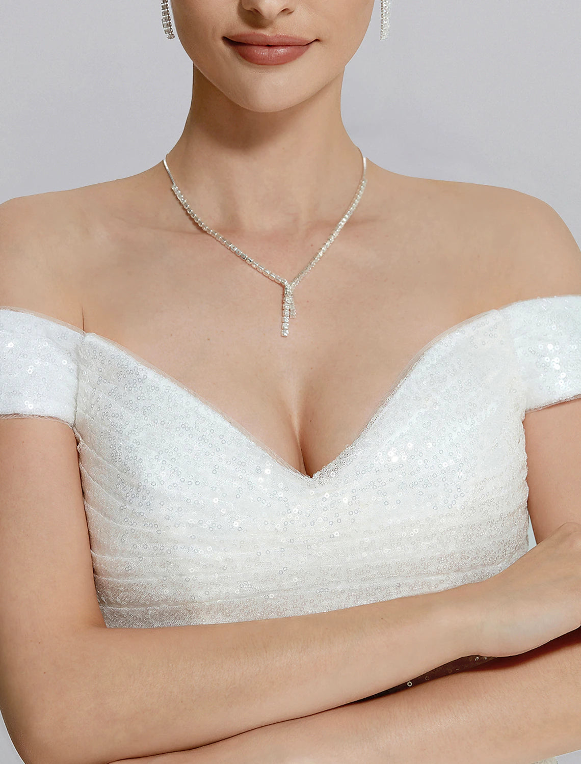 Mermaid / Trumpet Evening Gown Sparkle Dress Wedding Black Tie Floor Length Short Sleeve Off Shoulder Sequined with Slit