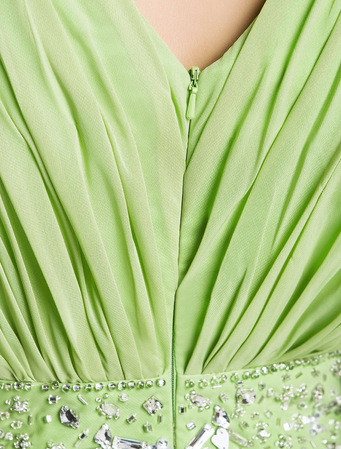 Sheath / Column Elegant Dress Wedding Guest Formal Evening Floor Length Long Sleeve V Neck Chiffon V Back with Crystals Side Draping