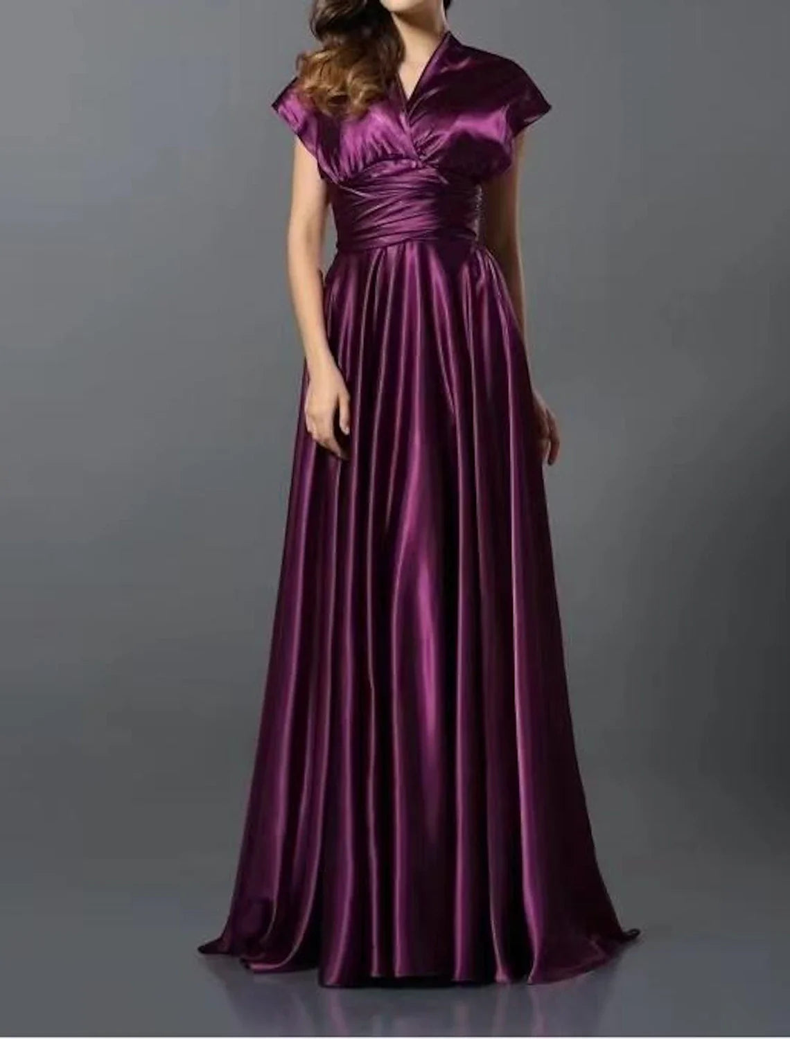 DingjiA-Line Wedding Guest Dresses Convertible Infinity Dress Party Wear Court Train Sleeveless One Shoulder Convertible Cotton Backless with Glitter Pleats Ruched