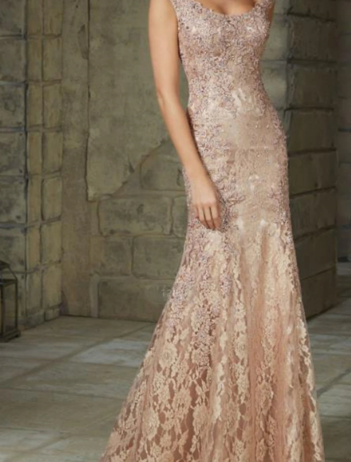 Mermaid Party Dress Elegant Floral Wedding Guest Formal Evening Dress Scoop Neck Sleeveless Floor Length Lace with Lace Insert Pattern / Print