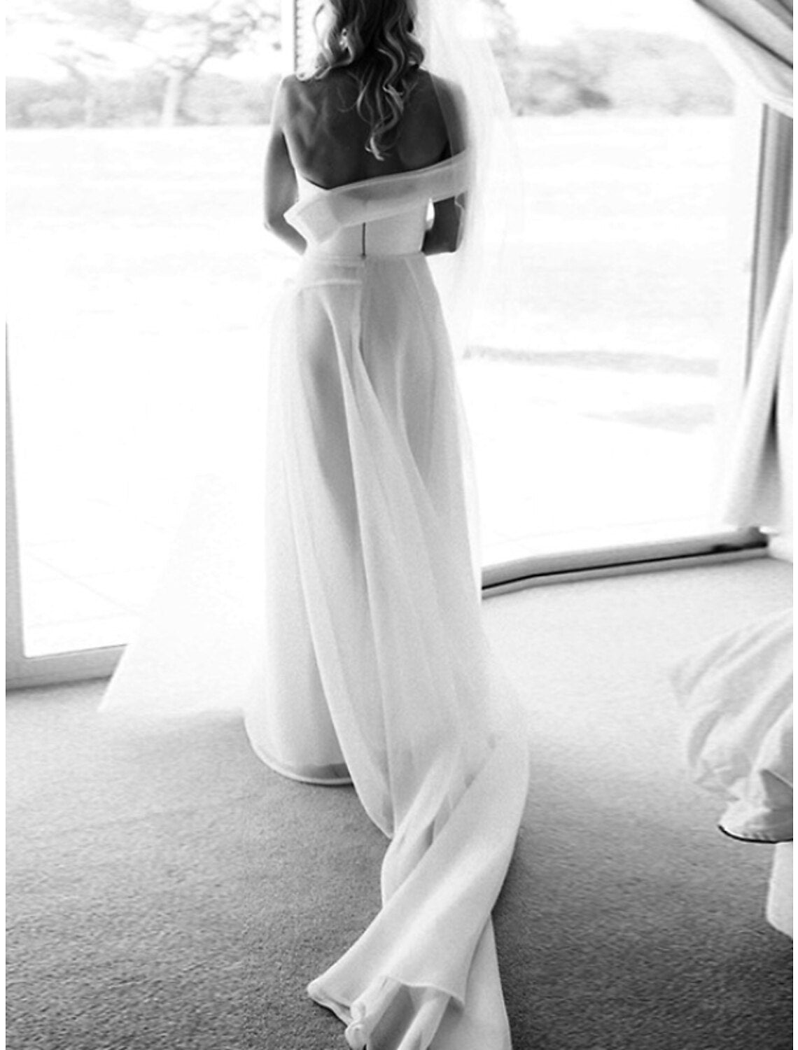 Casual Wedding Dresses Sheath / Column One Shoulder Sleeveless Sweep / Brush Train Chiffon Bridal Gowns With Pleats Draping