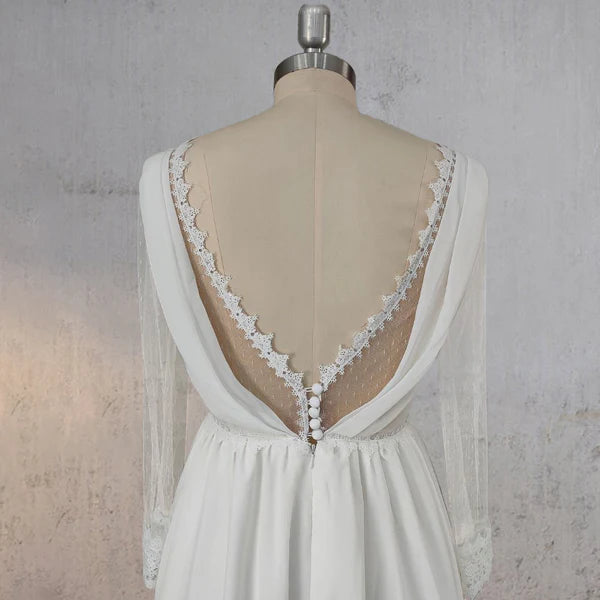 Mermaid Chiffon Long Sleeves Wedding Dress with Slit