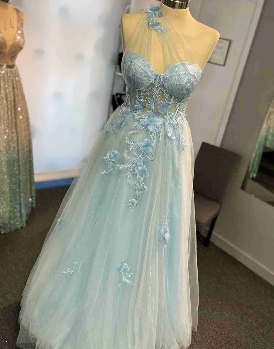 A-Line Prom Dresses Color Block Dress Formal Sweep / Brush Train Sleeveless One Shoulder Tulle Backless with Pleats Appliques