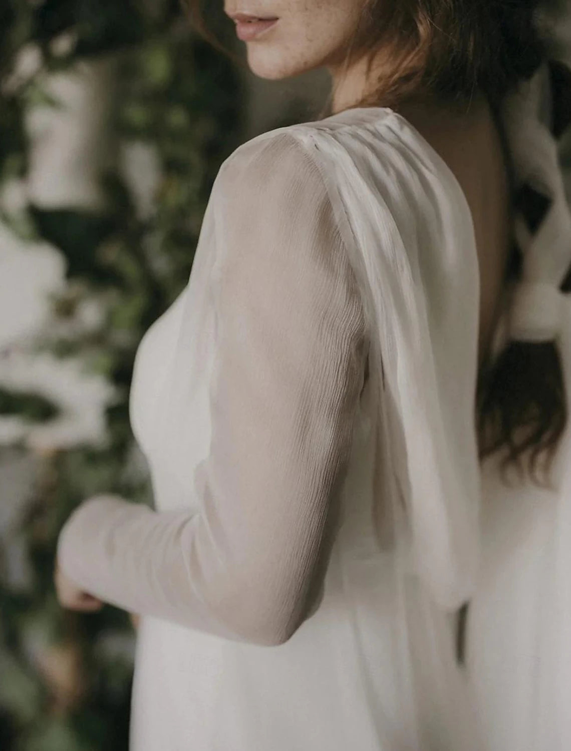 Little White Dresses Wedding Dresses Two Piece Camisole V Neck Spaghetti Strap Sweep / Brush Train Chiffon Bridal Suits Bridal Gowns With Split Front Solid Color