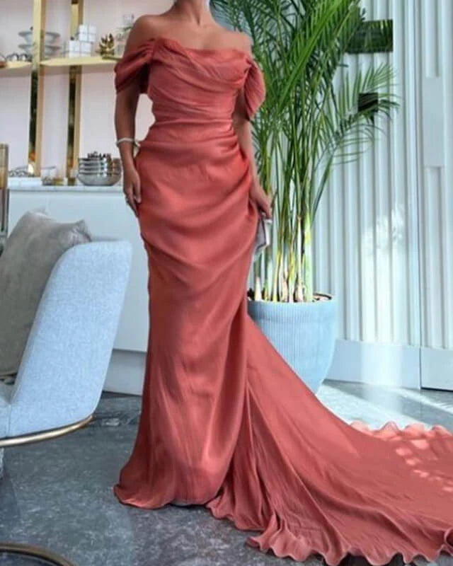 Mermaid Ruched Off The Shoulder Organza Evening Dress