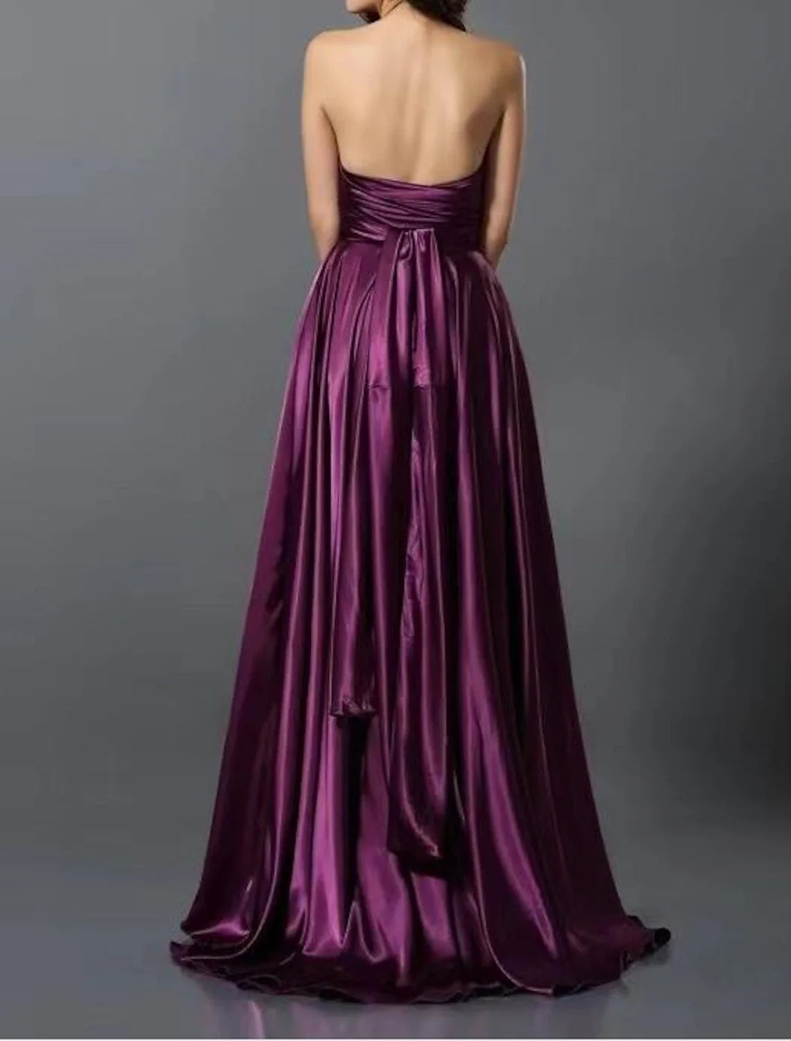 DingjiA-Line Wedding Guest Dresses Convertible Infinity Dress Party Wear Court Train Sleeveless One Shoulder Convertible Cotton Backless with Glitter Pleats Ruched