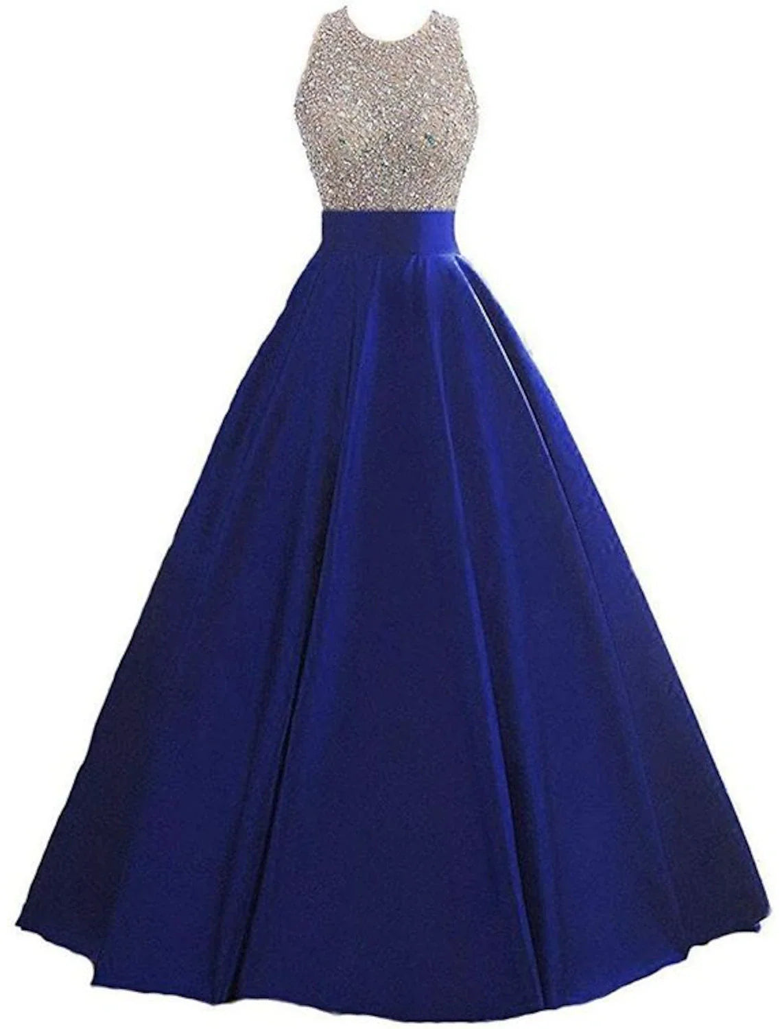 DingjiA-Line Evening Gown Elegant Dress Formal Floor Length Sleeveless Halter Neck Satin with Glitter