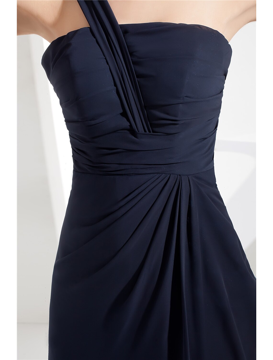 Sheath / Column Evening Gown Minimalist Dress Wedding Guest Formal Evening Floor Length Sleeveless One Shoulder Chiffon with Ruched