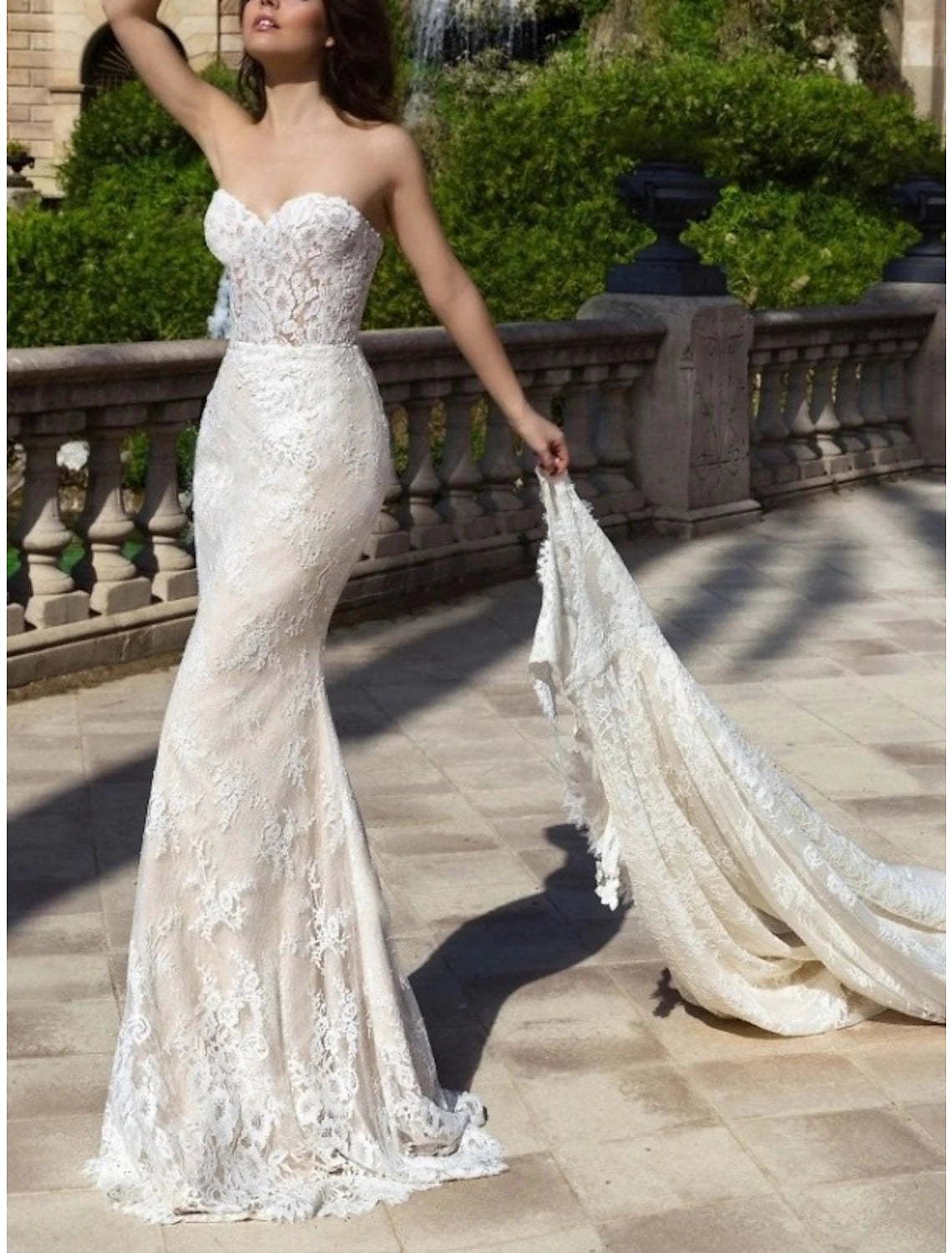 Vintage Formal Wedding Dresses Mermaid / Trumpet Sweetheart Cap Sleeve Chapel Train Lace Bridal Gowns With Pleats