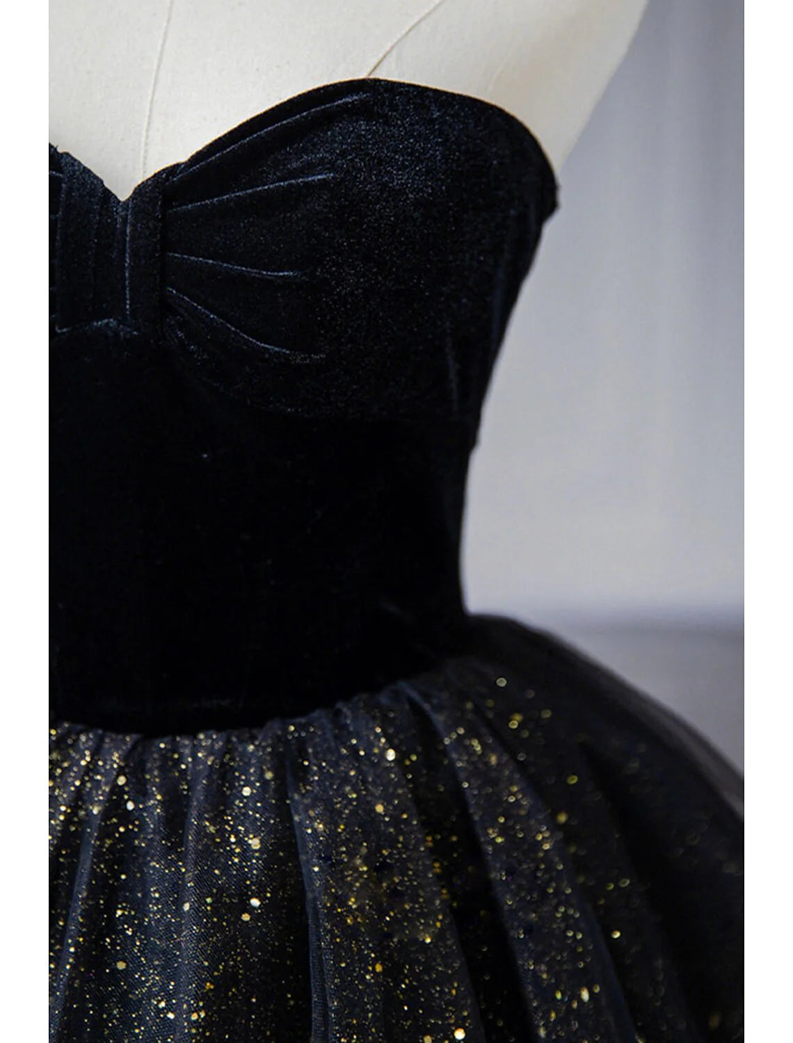 DingjiA-Line Prom Dresses Black Dress Dress Formal Birthday Floor Length Sleeveless Strapless Tulle with Ruched Sequin