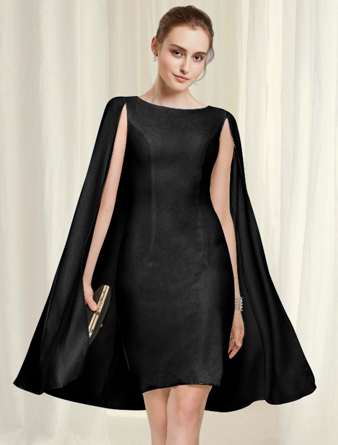 Sheath / Column Wedding Guest Dresses Minimalist Dress Party Wear Wedding Party Knee Length Sleeveless Jewel Neck Chiffon with Pure Color