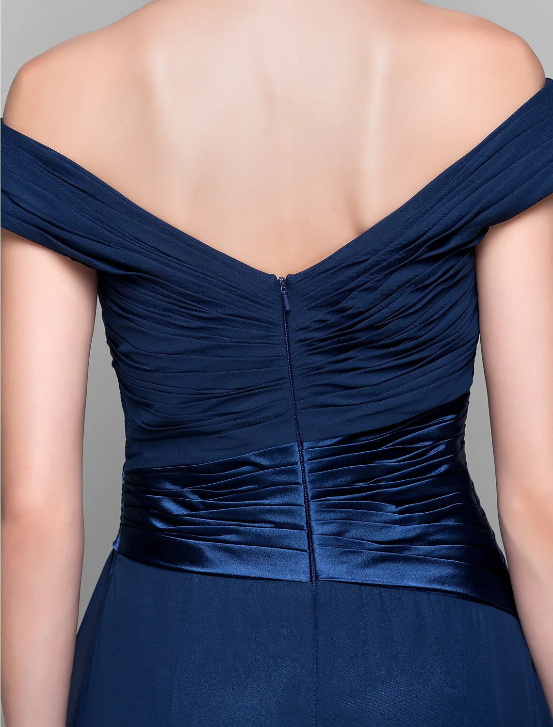 DingjiSheath / Column Mother of the Bride Dress Open Back Off Shoulder Floor Length Chiffon Sleeveless with Criss Cross