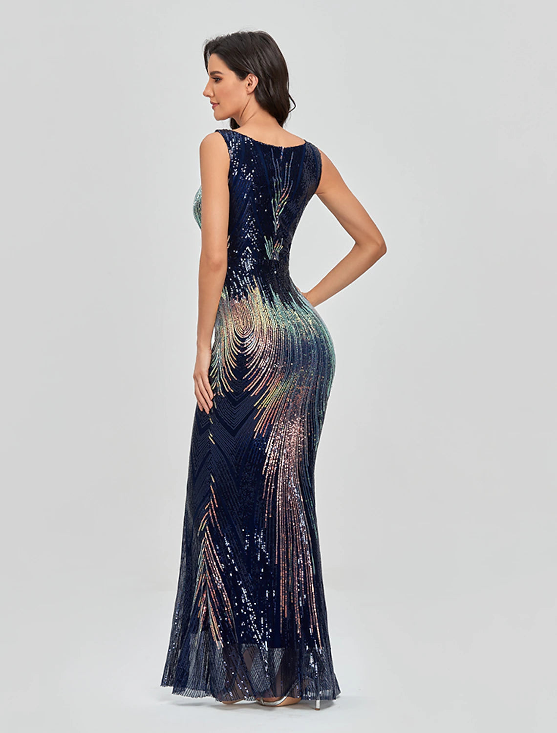 Mermaid / Trumpet Sexy Sparkle & Shine Party Wear Formal Evening Dress Jewel Neck Sleeveless Floor Length Sequined with Sequin