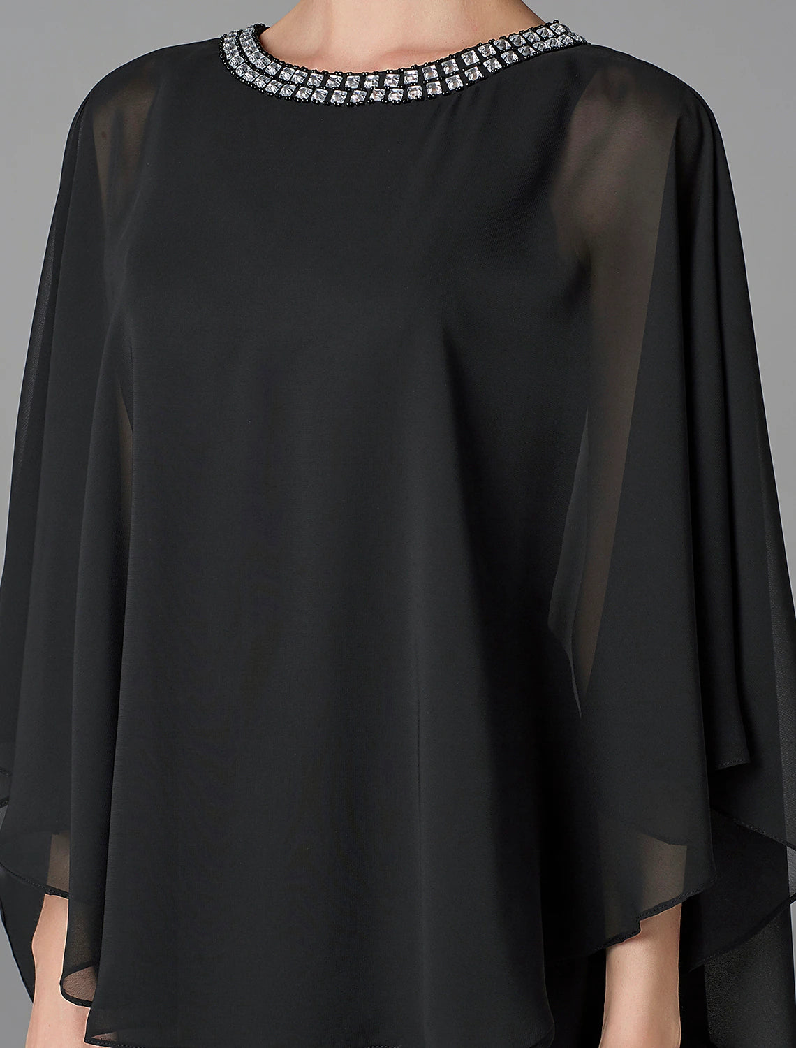 A-Line Mother of the Bride Dress Wedding Guest Plus Size Elegant Jewel Neck Floor Length Chiffon Sleeveless with Beading 2023