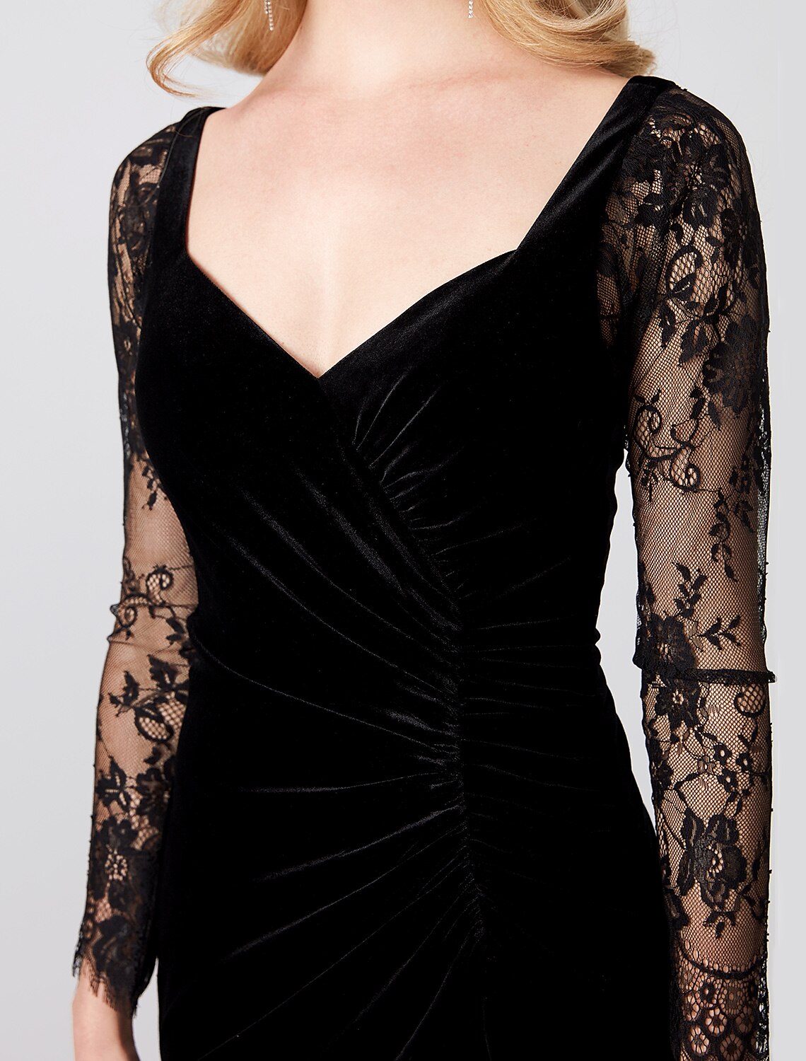 Mermaid / Trumpet Minimalist Dress Holiday Cocktail Party Ankle Length Long Sleeve V Neck Jersey V Back with Pleats Appliques Split Front