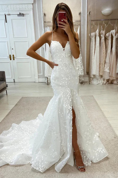 Wedding Dress Spaghetti Straps Mermaid Bridal Gown