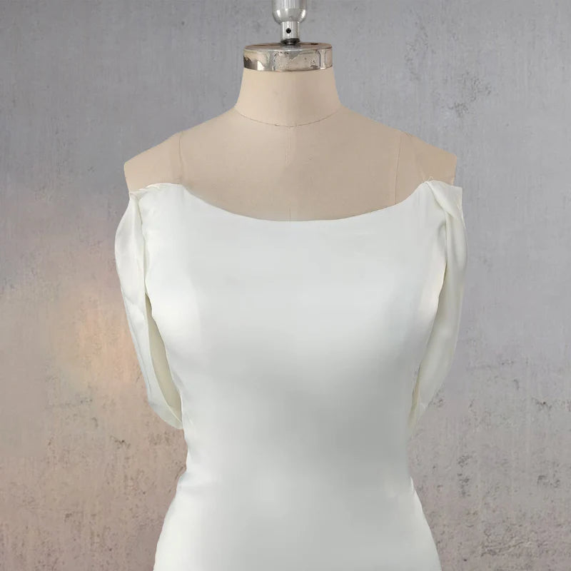 Off Shoulder Appliqued Wedding Dress with Backless