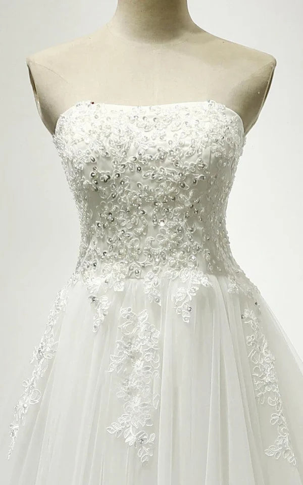Tulle Wedding Dress With Lace Bodice Court Train