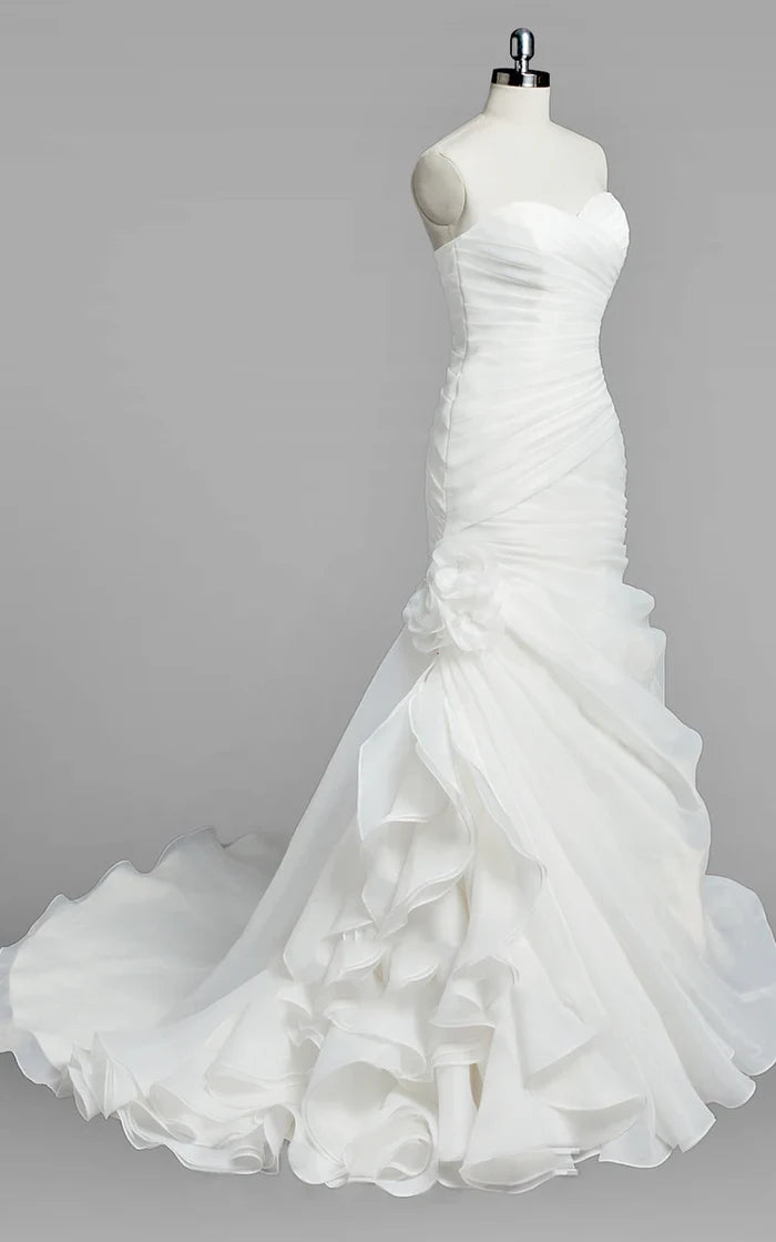 Mermaid Organza Wedding Dress With Ruching and Ruffles