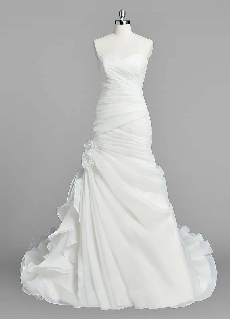 Mermaid Organza Wedding Dress With Ruching and Ruffles