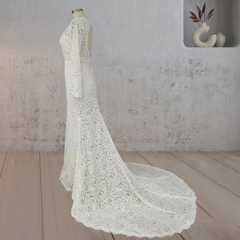 Whisper Lace Embroidery Bridal Gown Wedding Dress