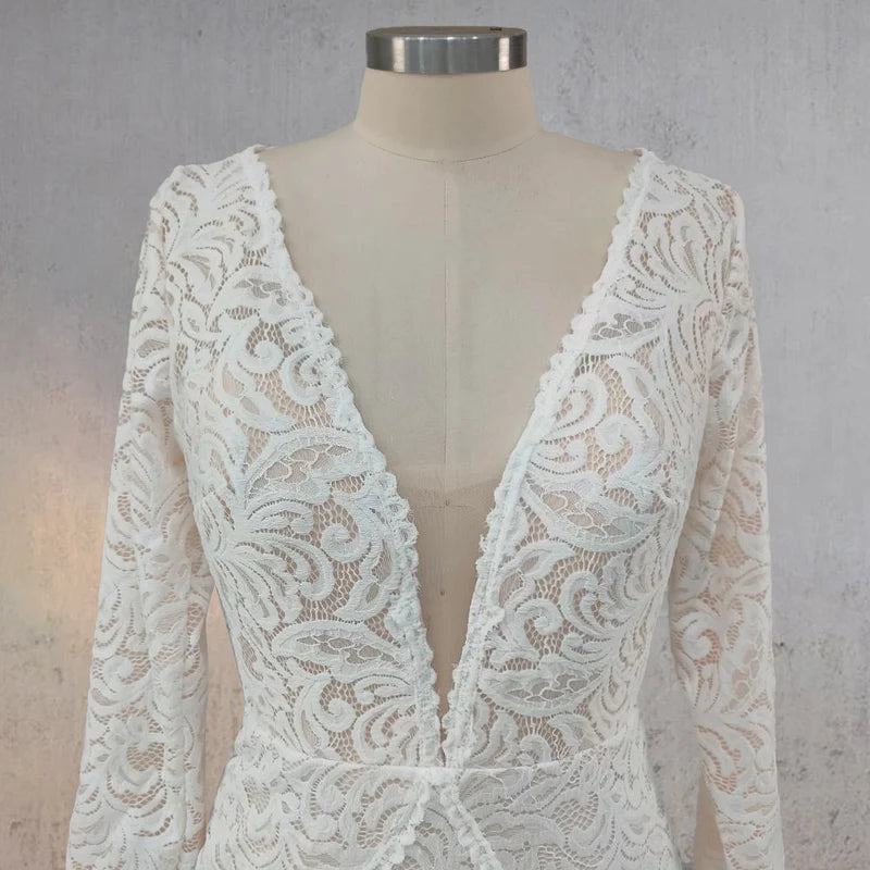 Whisper Lace Embroidery Bridal Gown Wedding Dress