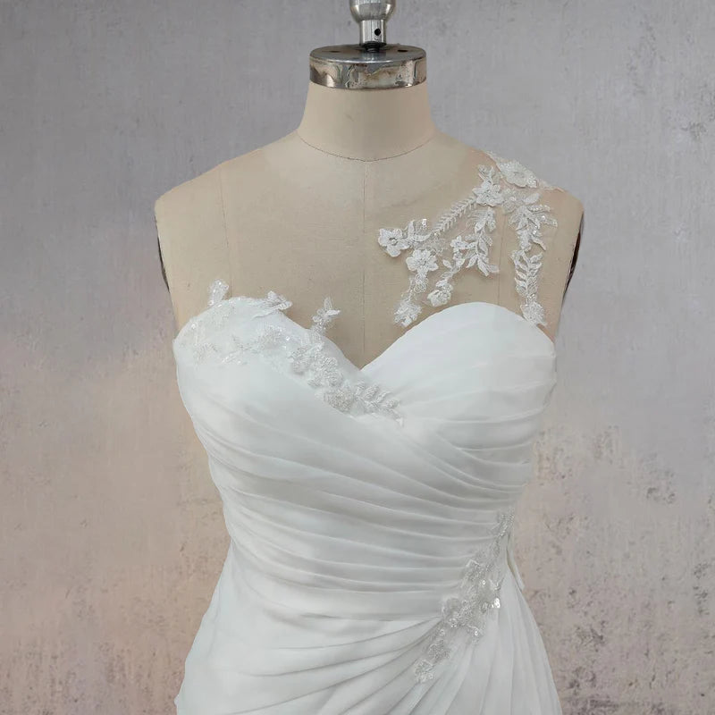 Mermaid Pearled Enchantment Lace Appliqued Wedding Dresses