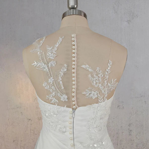 Mermaid Pearled Enchantment Lace Appliqued Wedding Dresses