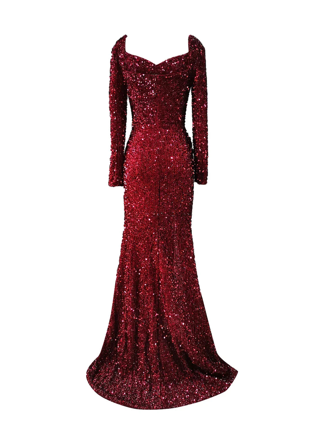 DingjiMermaid / Trumpet Evening Gown Sparkle Dress Wedding Guest Formal Evening Sweep / Brush Train Long Sleeve Scoop Neck Sequined with Sequin Slit