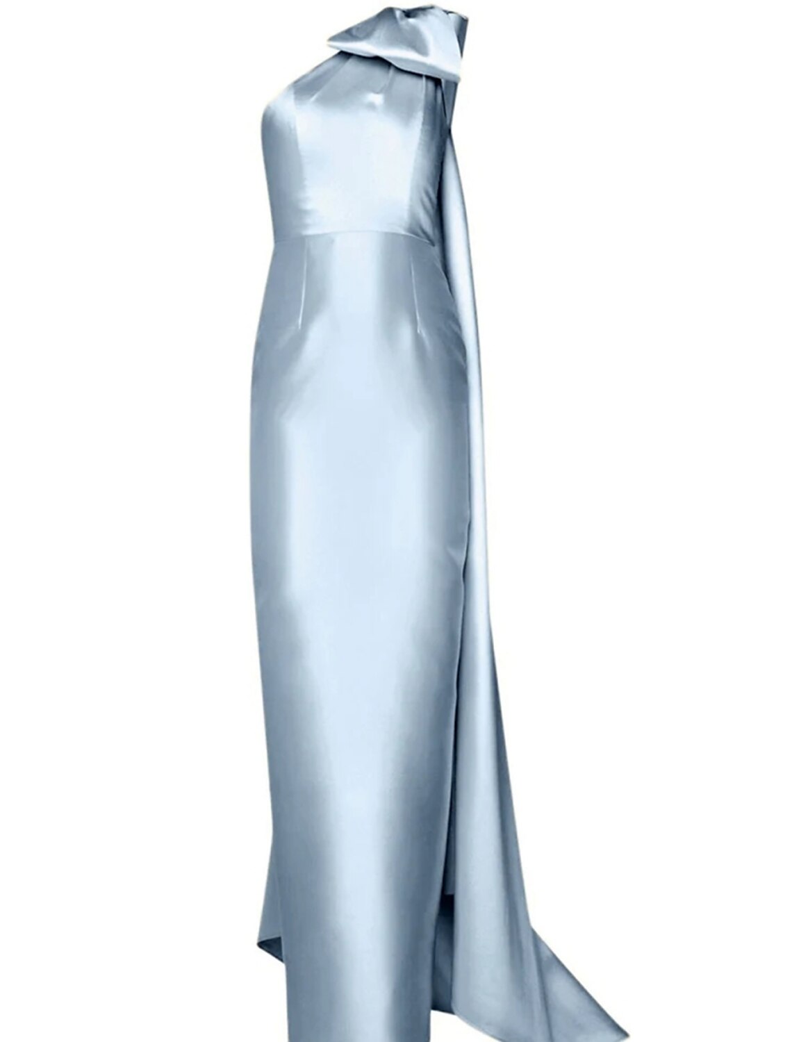 Sheath Satin Evening Gown Elegant Red Green Dress Dress Formal Sweep / Brush Train Sleeveless One Shoulder with Shouder Flower