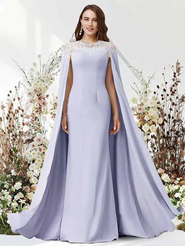 DingjiTwo Piece Sheath / Column Evening Gown Luxurious Dress Party Wear Floor Length Sleeveless Jewel Neck Chiffon with Sleek
