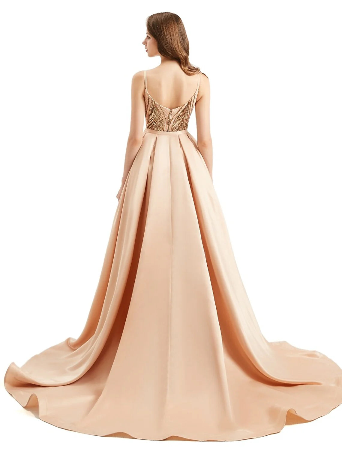 DingjiMermaid / Trumpet Evening Gown Elegant Dress Engagement Detachable Sleeveless V Neck Detachable Sequined with Sequin