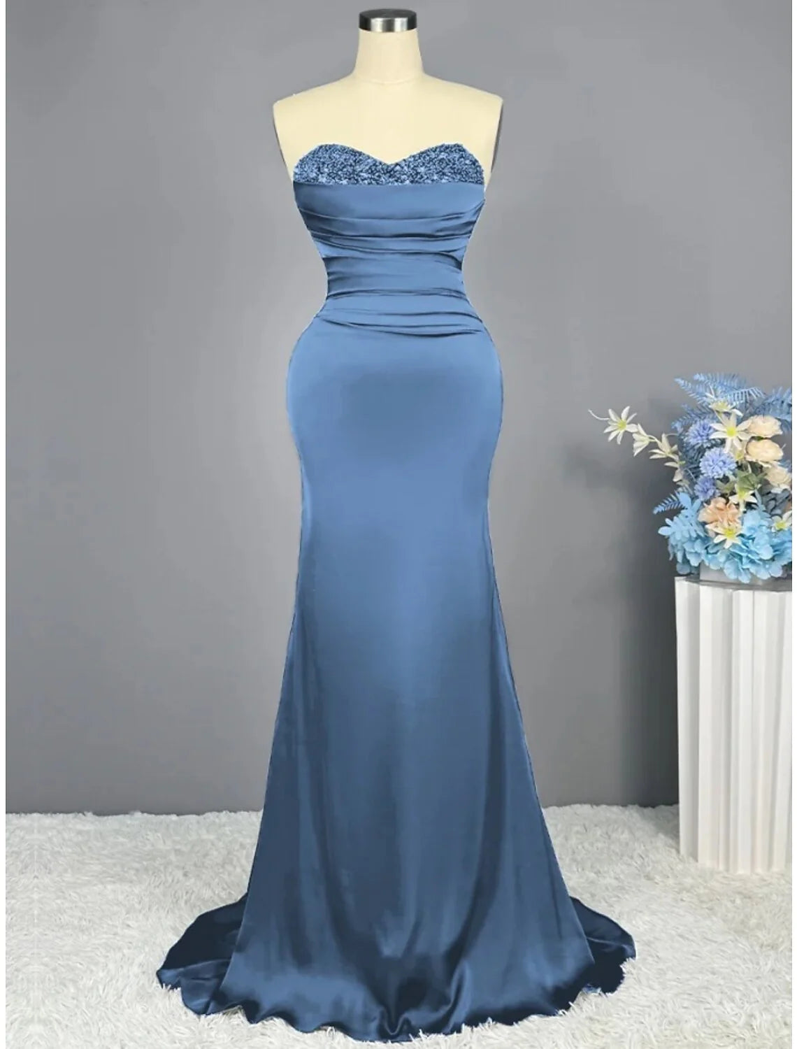 DingjiA-Line Evening Gown Elegant Dress Formal Sweep / Brush Train Christmas Red Green Dress Sleeveless Sweetheart Imitation Silk with Pleats Ruched Sequin