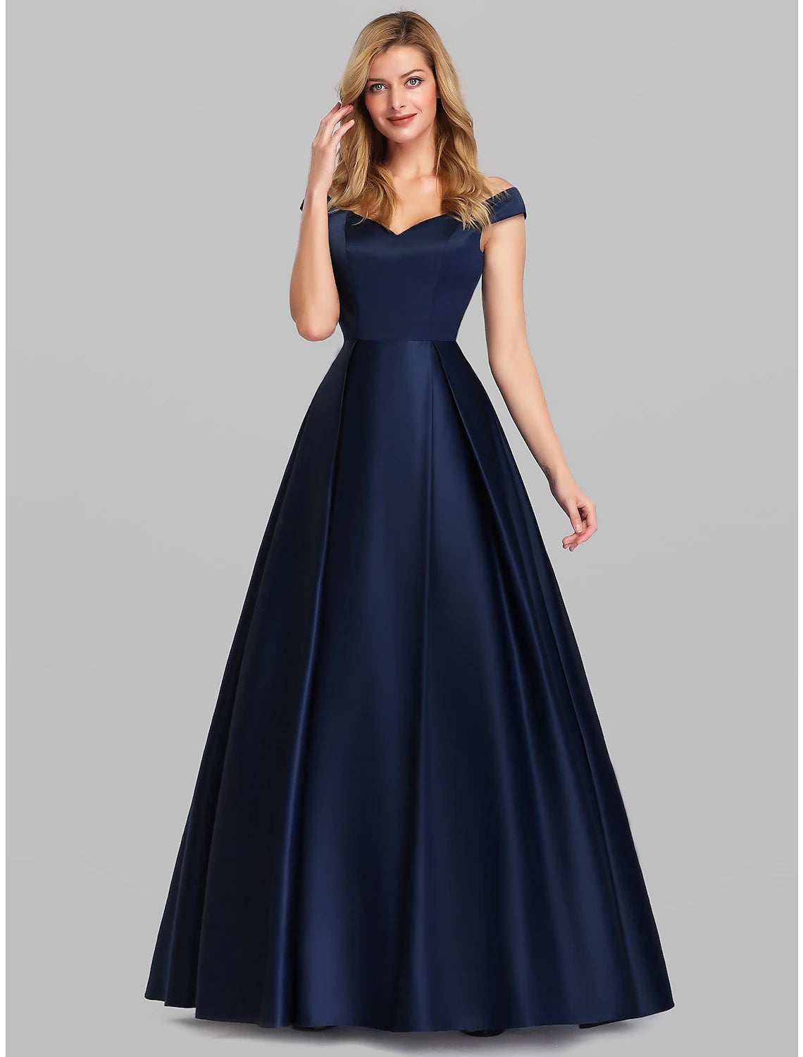 A-Line Evening Gown Elegant & Luxurious Dress Wedding Guest Formal Evening Floor Length Sleeveless Plunging Neck Satin with Ruched