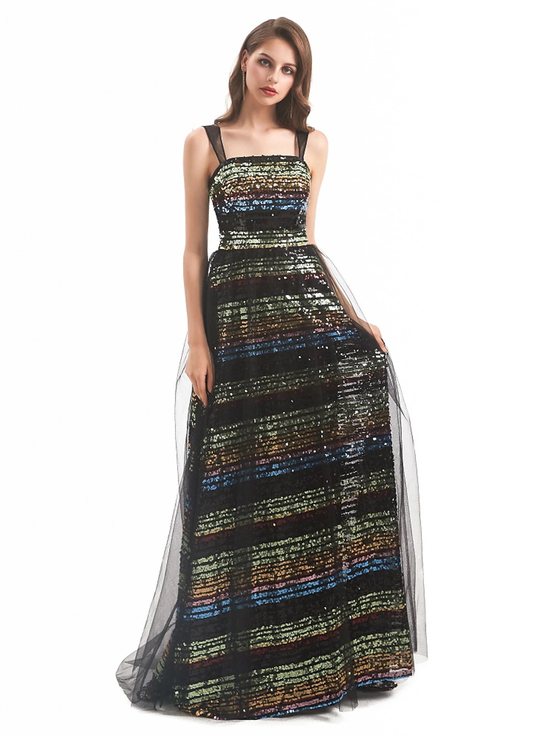 Sheath / Column Evening Gown Vintage Dress Engagement Formal Evening Sweep / Brush Train Sleeveless Boat Neck Tulle with Sequin