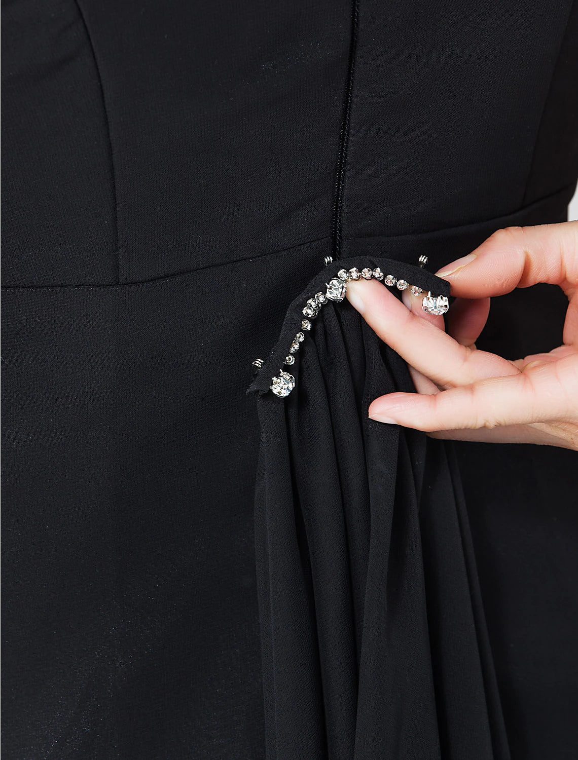 Sheath / Column Elegant Engagement Formal Evening Dress V Neck Sleeveless Sweep / Brush Train Chiffon with Crystals Draping