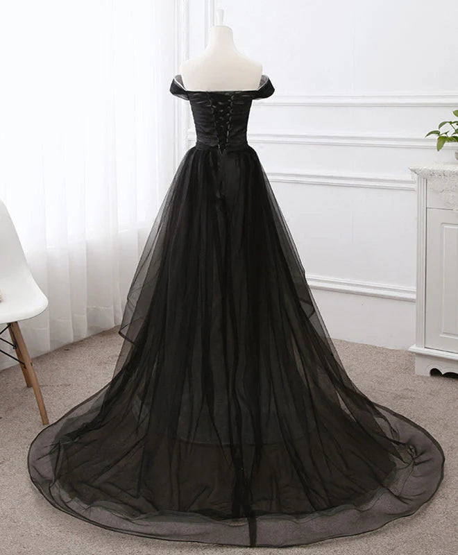 Tulle Long Prom Dress Black Evening Dresses