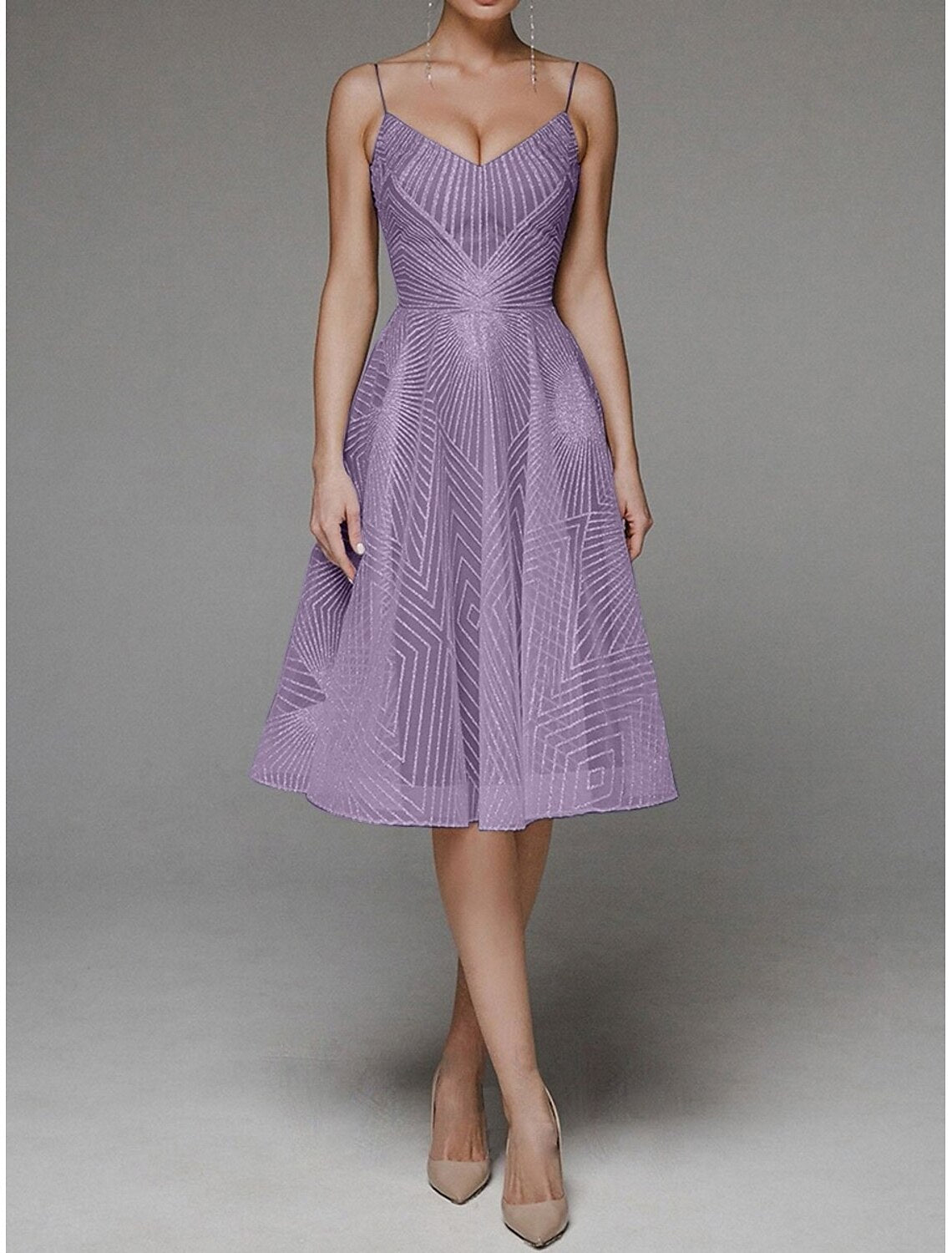 A-Line Homecoming Dresses Floral Dress Wedding Guest Party Wear Tea Length Sleeveless Spaghetti Strap Polyester Backless with Embroidery