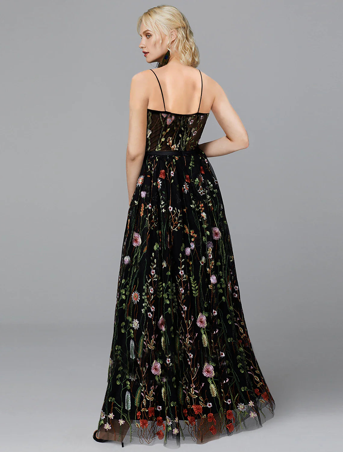 DingjiA-Line Prom Dresses Elegant Dress Wedding Guest Formal Evening Floor Length Sleeveless Spaghetti Strap Chiffon with Slit Appliques