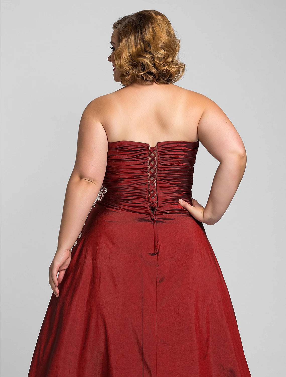 Ball Gown Plus Size Prom Formal Evening Dress Strapless Sleeveless Floor Length Taffeta with Beading Appliques