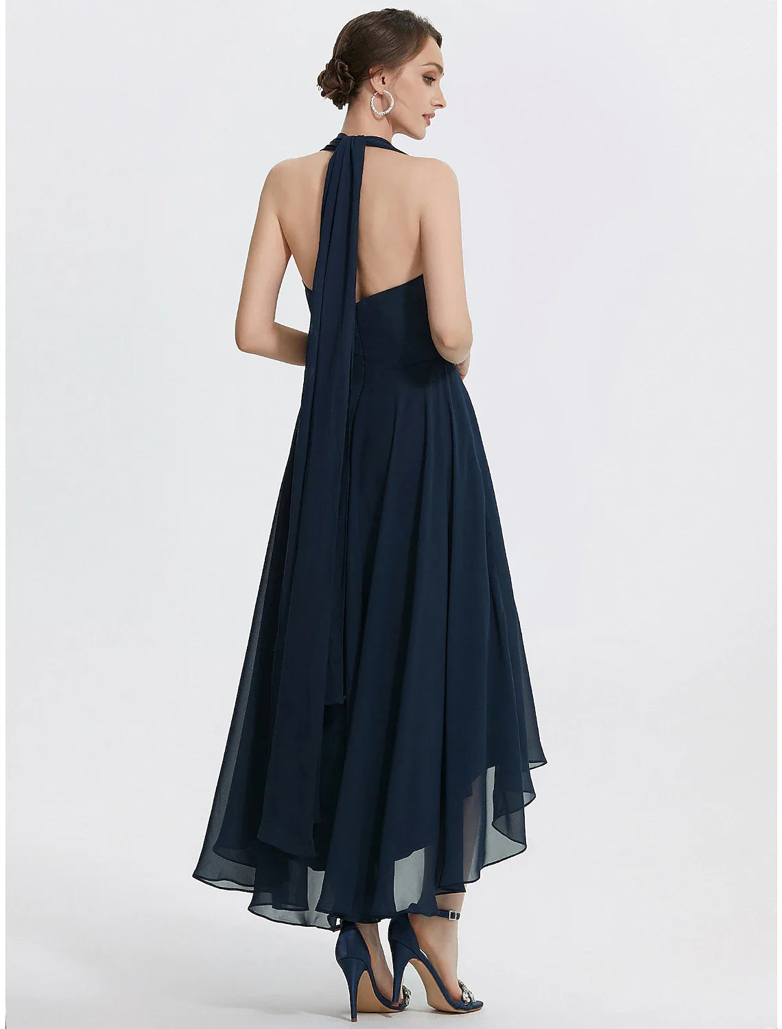 DingjiA-Line Cocktail Dresses Elegant Dress Wedding Guest Tea Length Short Sleeve Off Shoulder Convertible Chiffon with Ruched