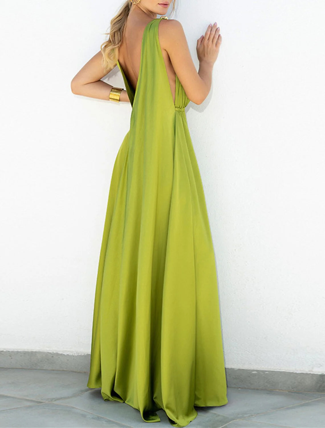 DingjiA-Line Party Dresses Elegant Dress Holiday Sweep / Brush Train Sleeveless V Neck Chiffon with Pleats